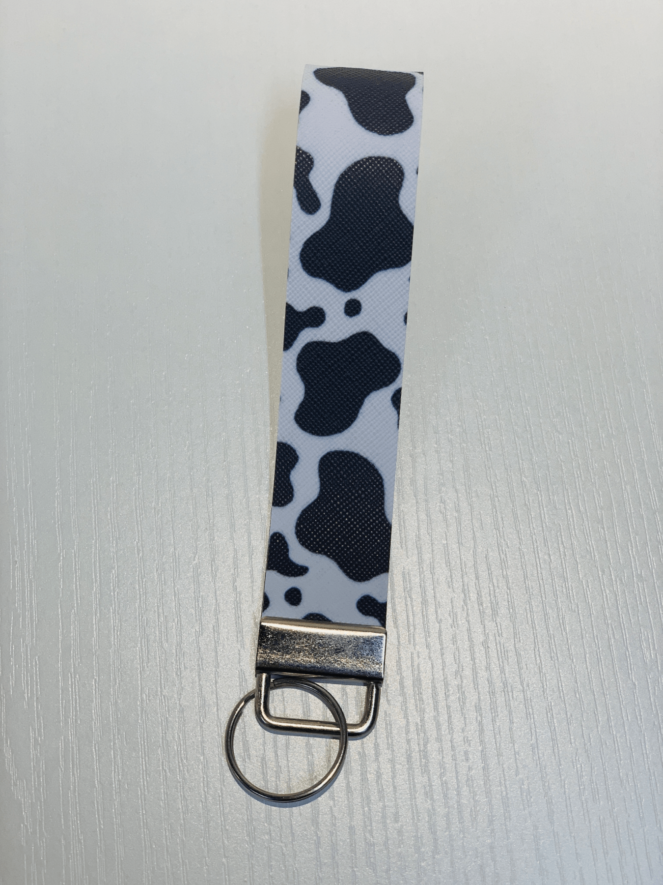 Cow Print Faux Leather Wristlet Keychains, Keyfob