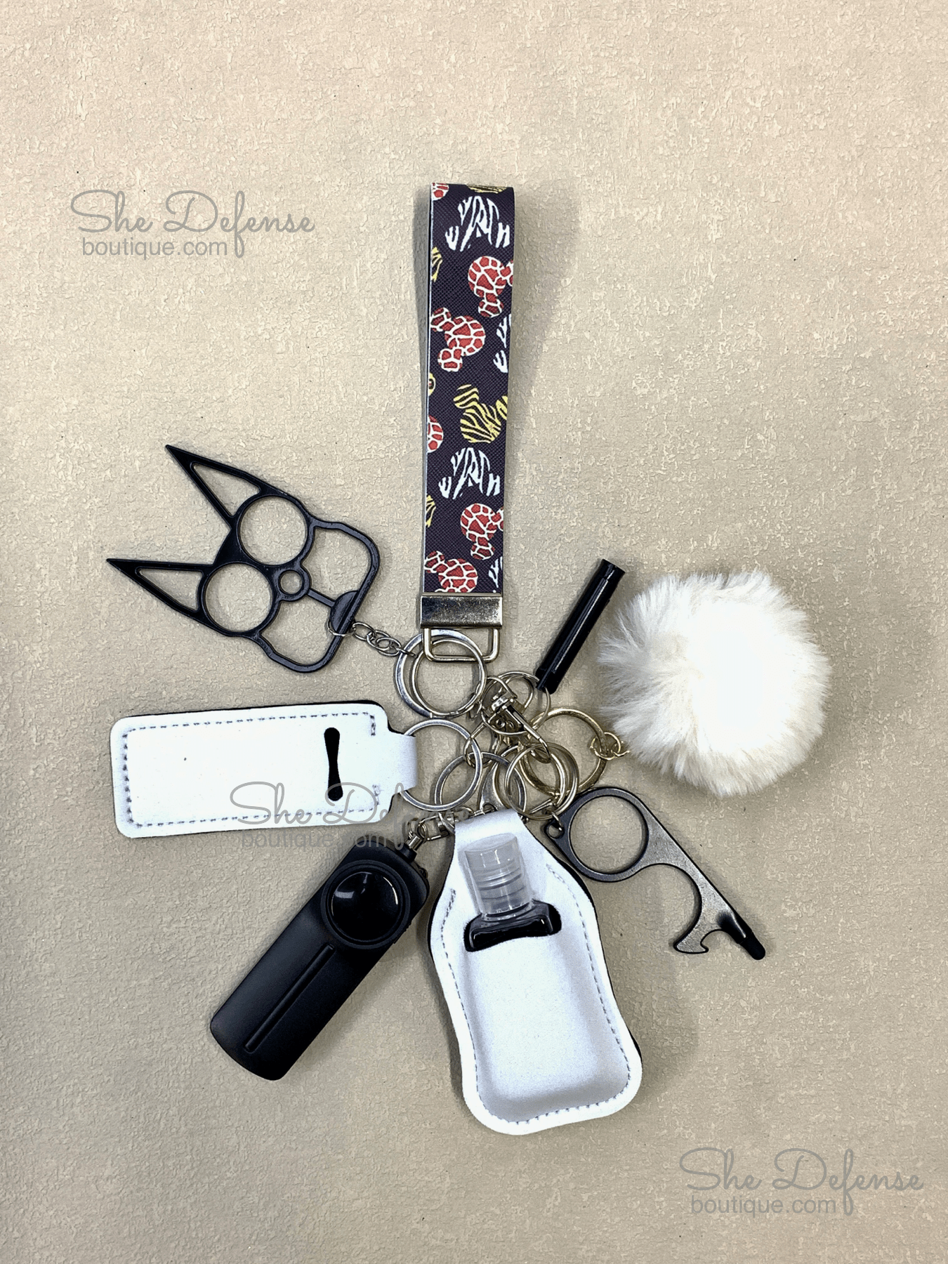 Mikey/Minie Mouse Faux Leather Self Defense Keychain Set