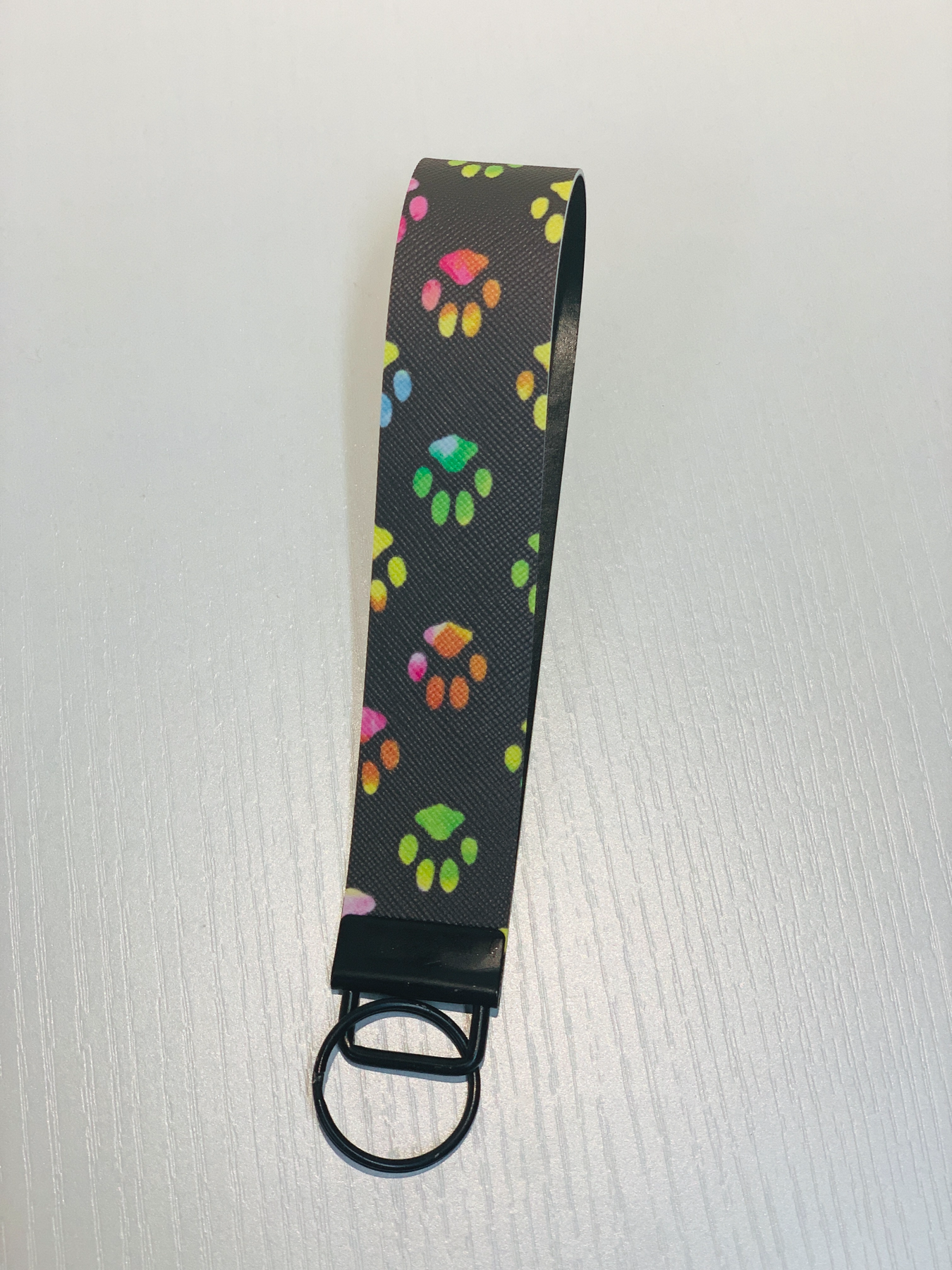 Colorful Bear Paw Faux Leather Wristlet Keychains, Keyfob