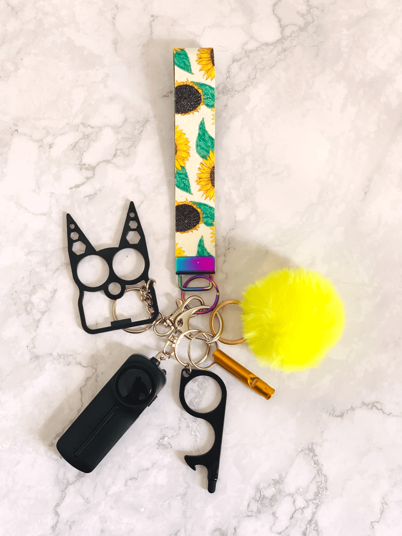 Sunflower Glitter Self Defense Keychain-She Defense Boutique