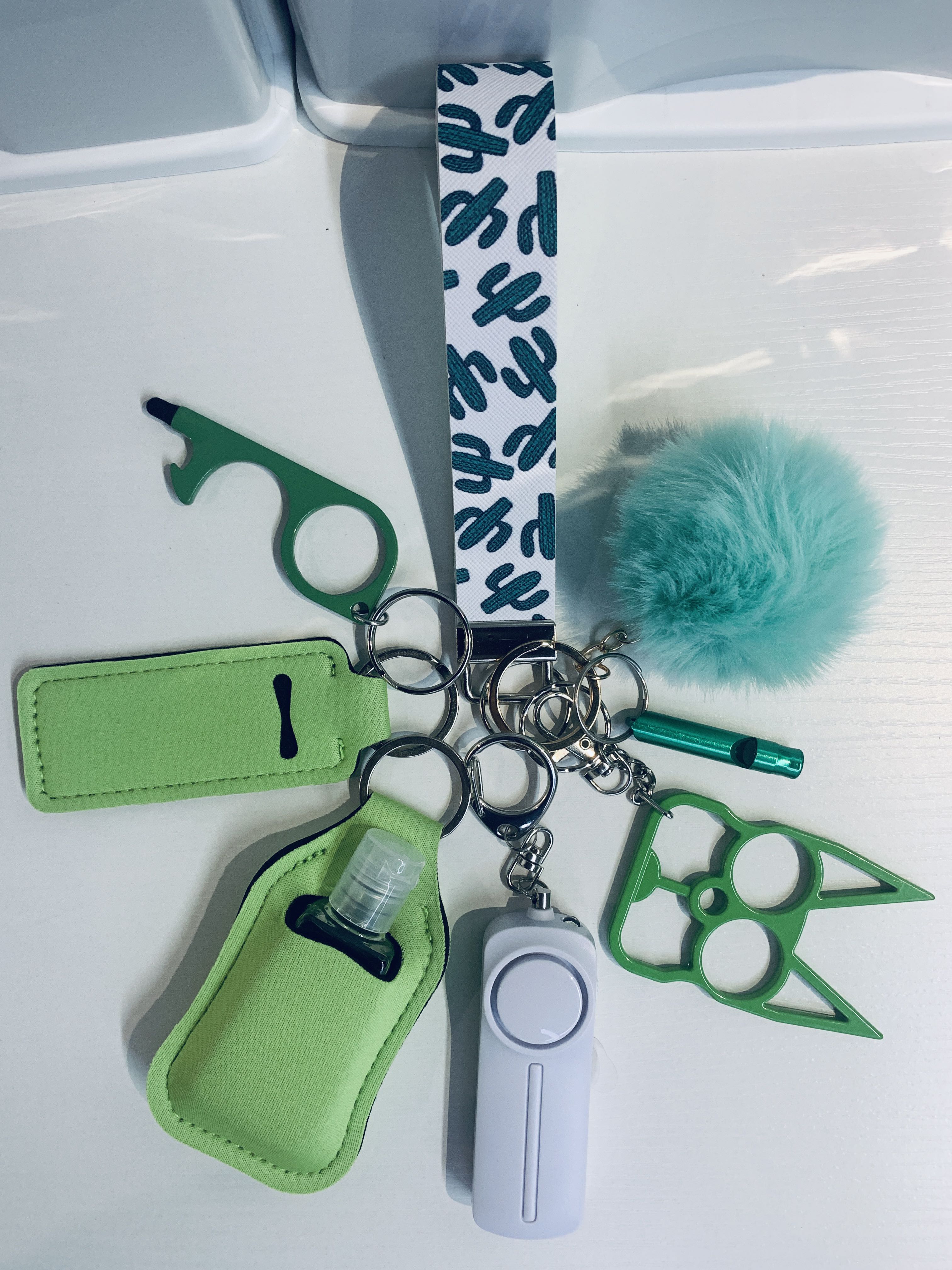 Green Cactus Glitter Self Defense Keychain-She Defense Boutique