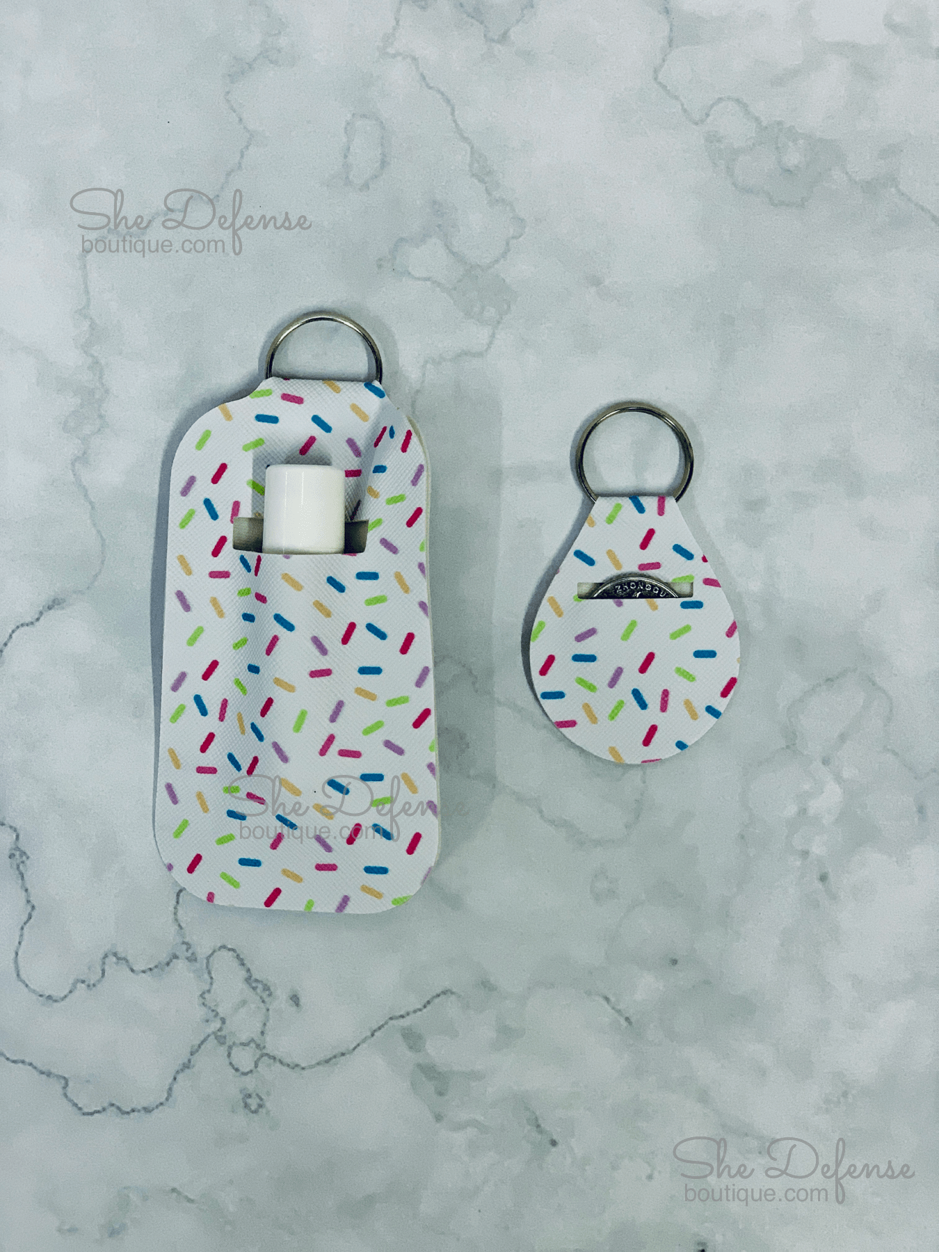 Candy Faux Leather Chapstick&Holder Keychain Set