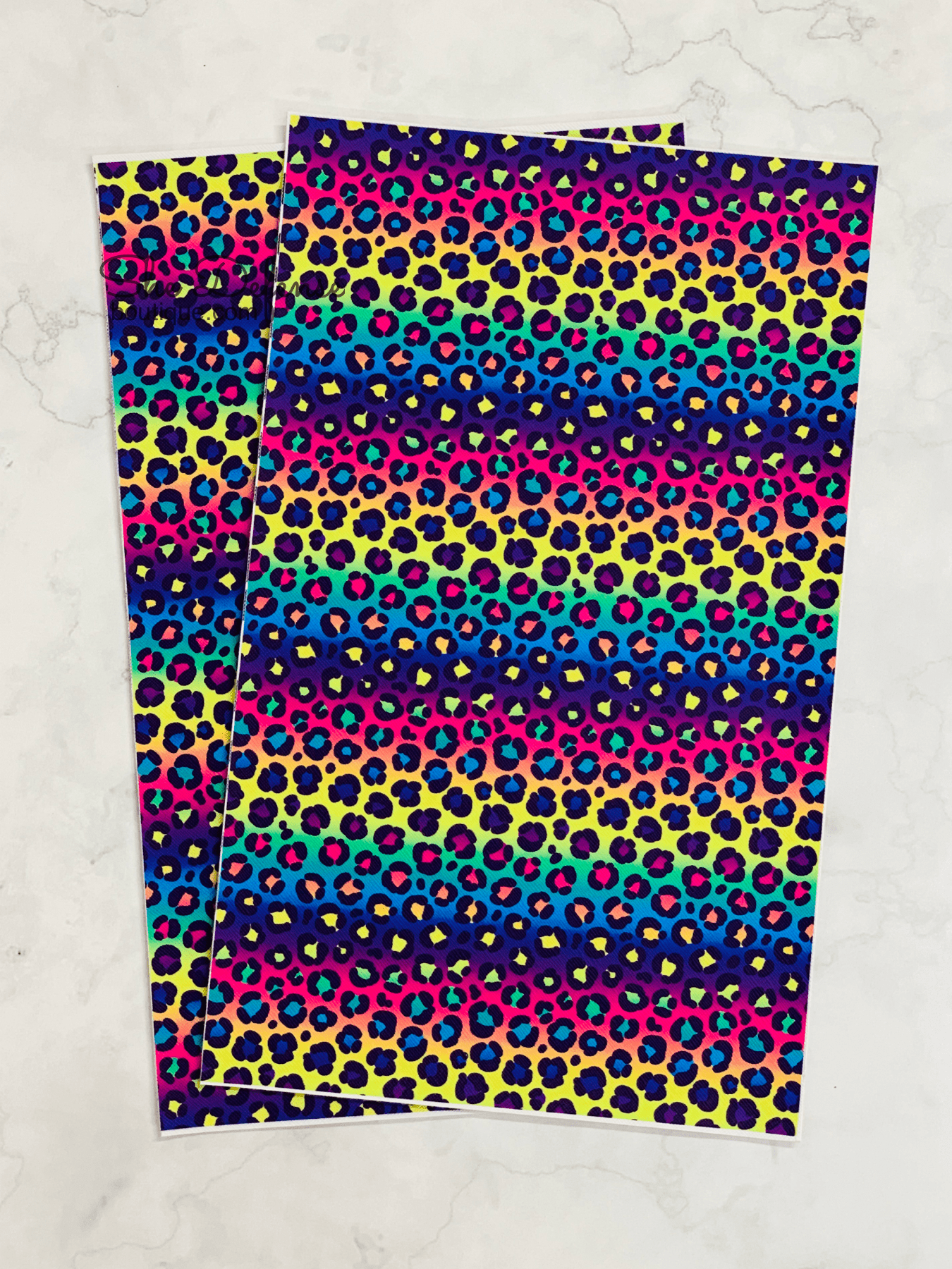 New 1pc Faux Leather Sheet F064-F066 Rainbow Leopard Print