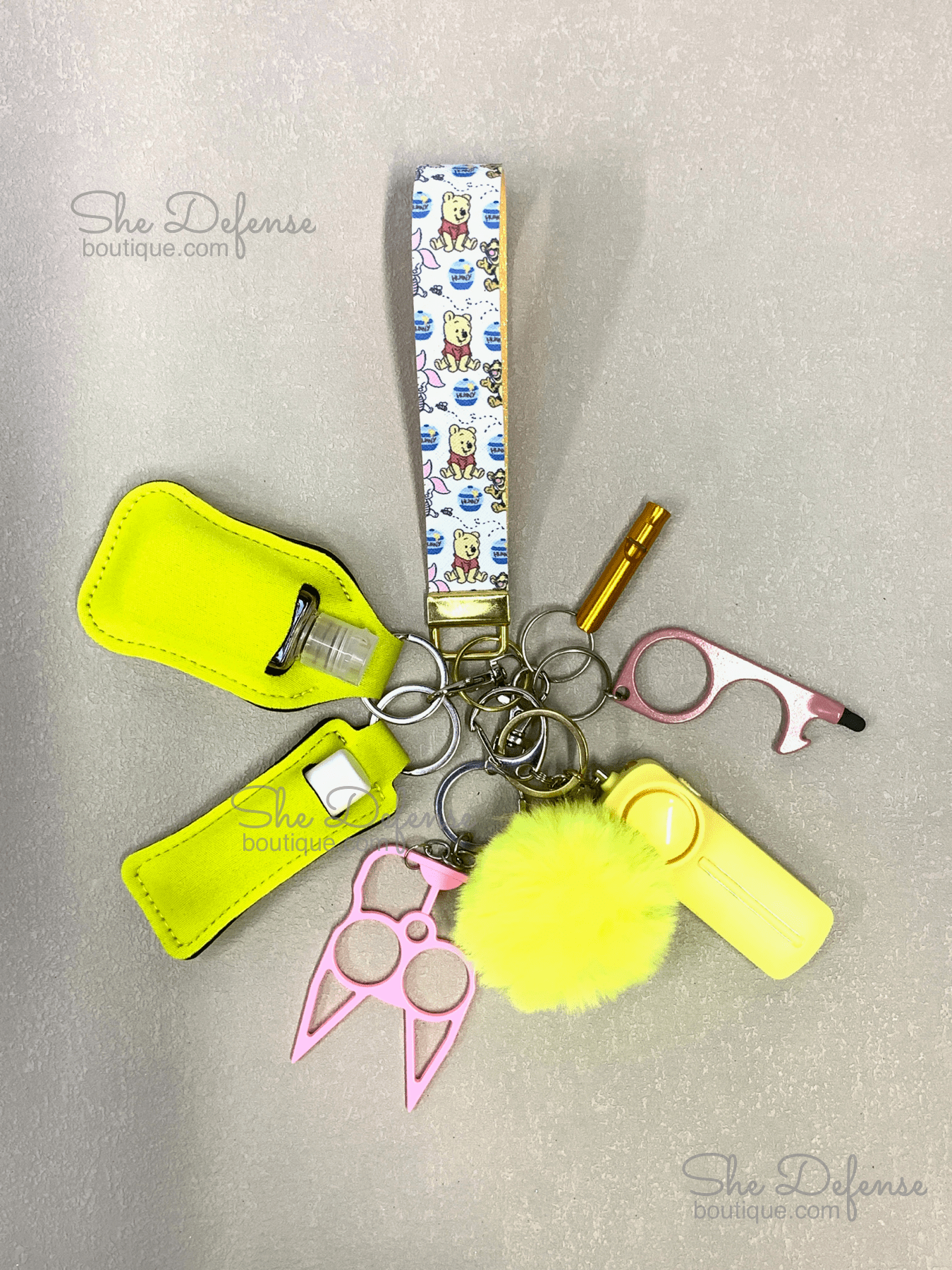 Winnie the pooh Glitter Self Defense Keychain Set