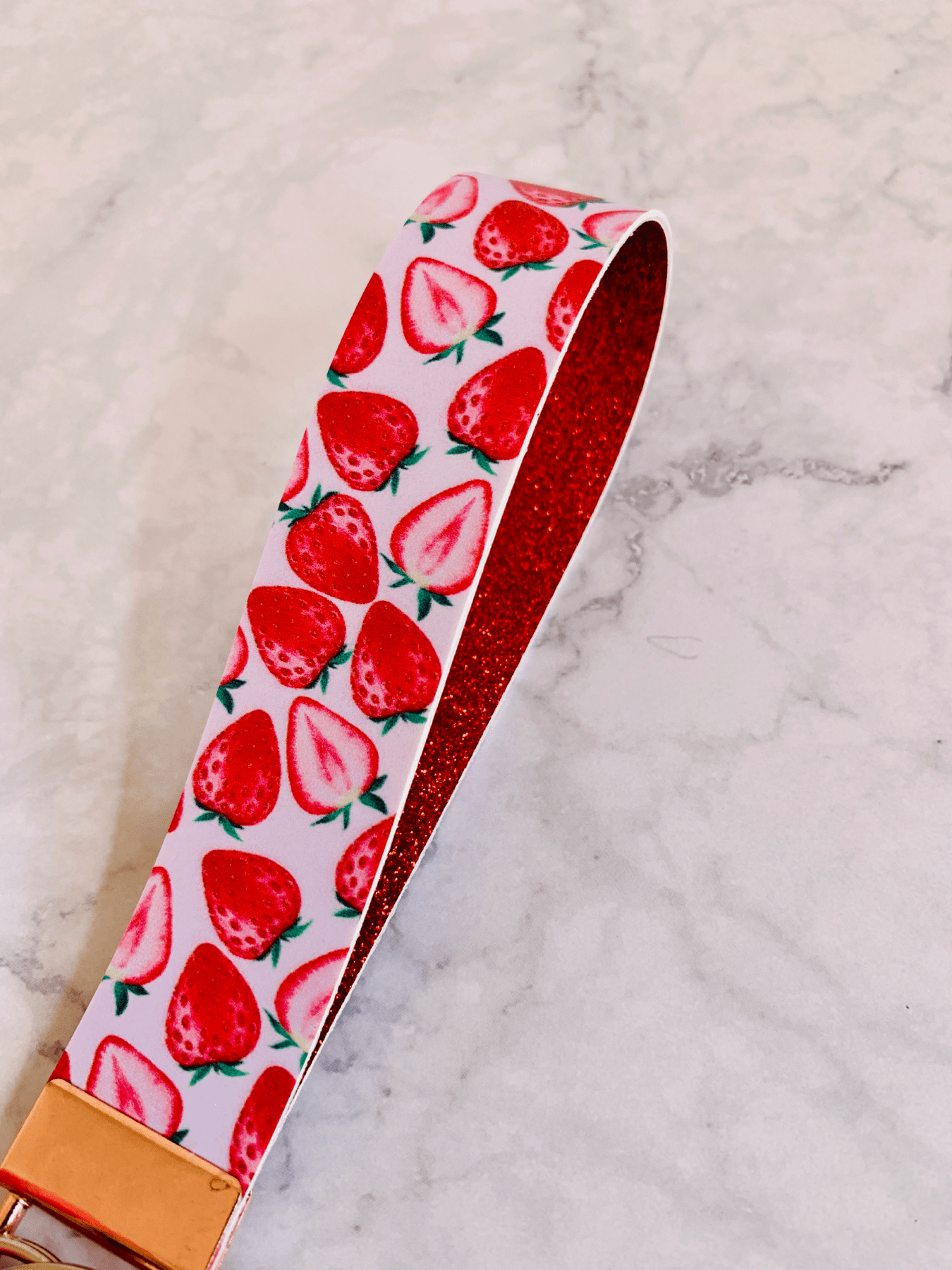 Strawberries Glitter Keyfob Wristlet