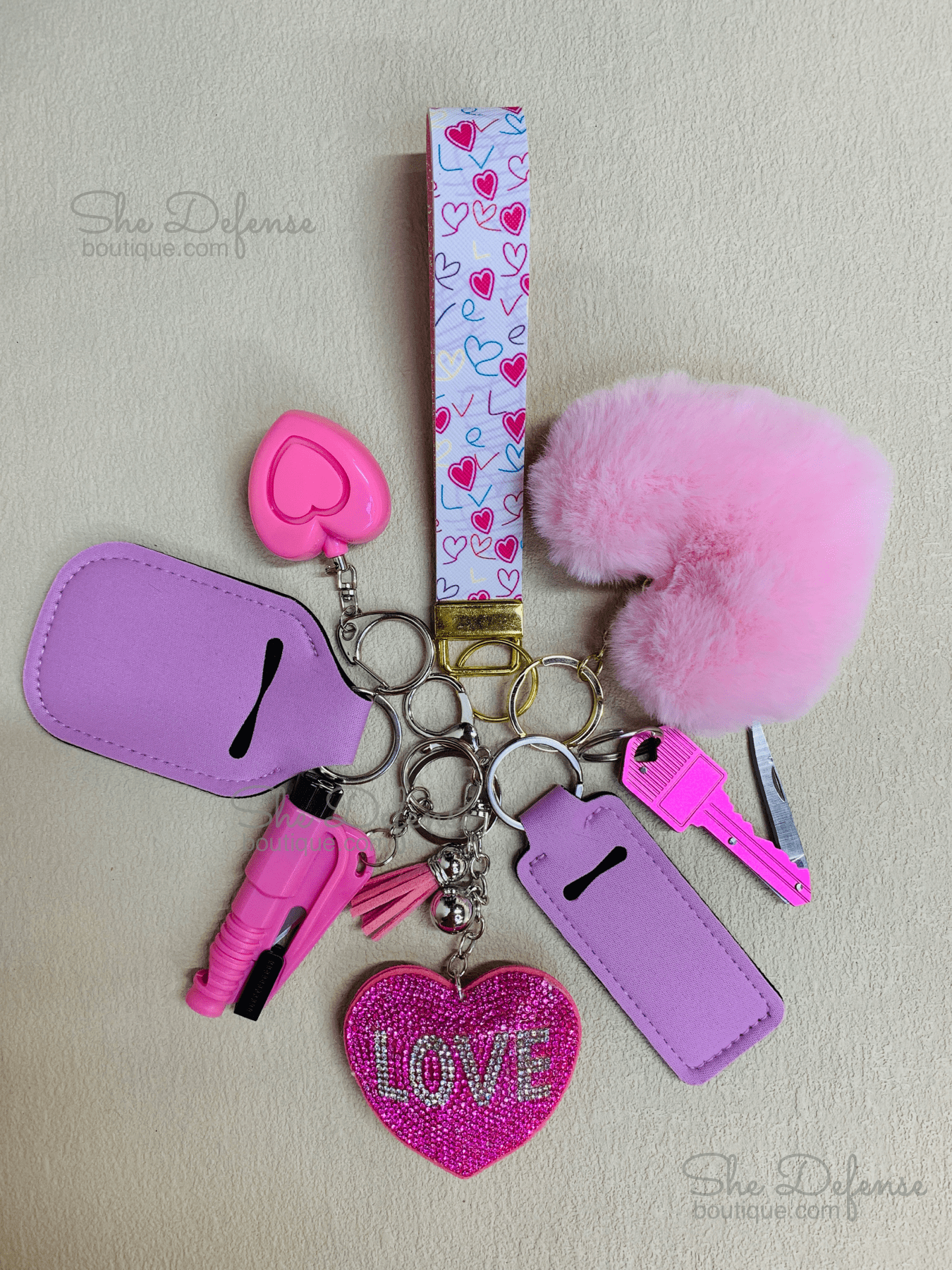 Pink Style Valentines Self Defense Keychain Set-She Defense Boutique
