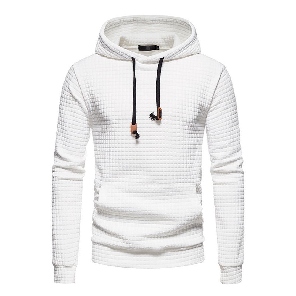New Men's Fashion Check Casual Pocket Pullover Hoodie