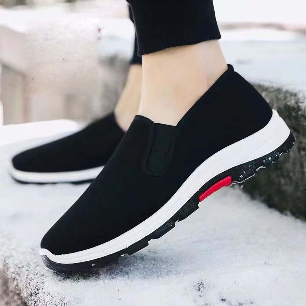 Figcoco New fleece thickened slip-on work shoes casual and comfortable single shoes