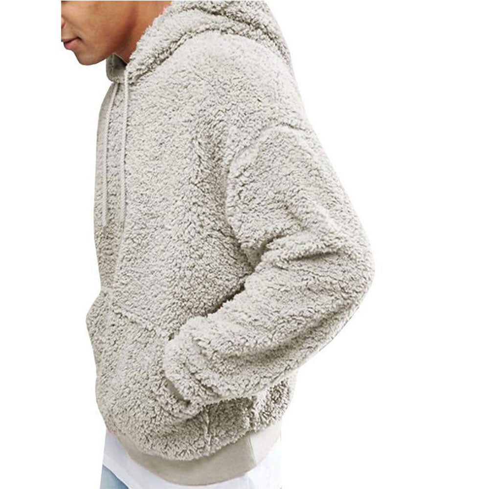 Figcoco Men's autumn and winter fleece hooded warm sweater