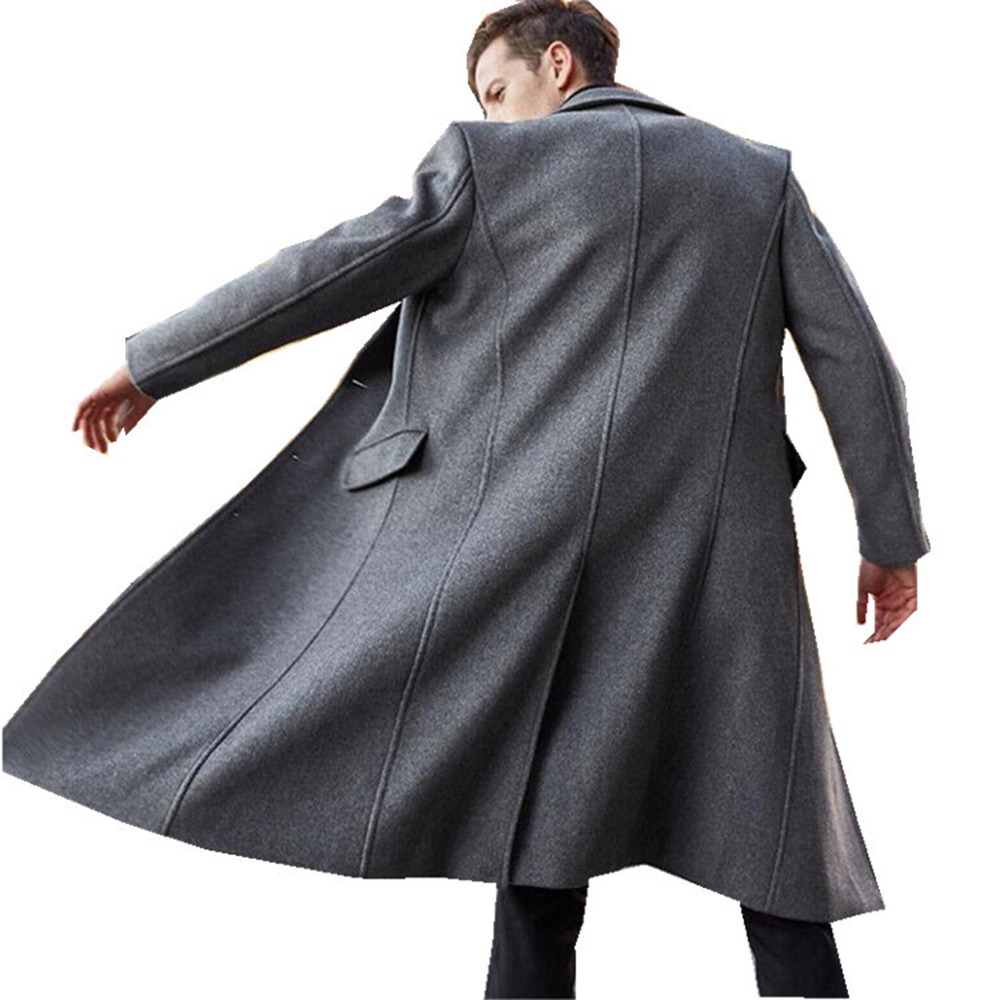 Men's Business Solid Color Casual British Style Wool Coat
