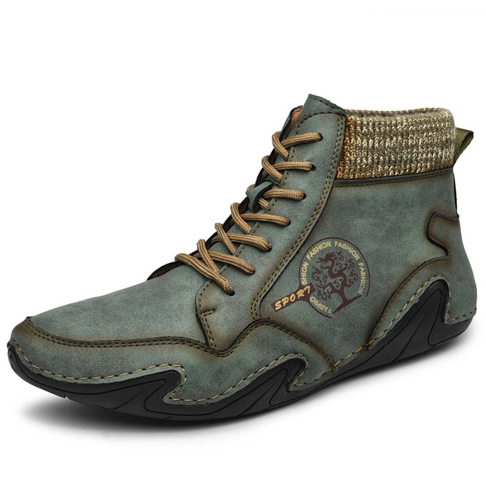 Figcoco Automne et hiver nouvelle mode haut de gamme rétro décontracté Martin bottes chaussures en cuir