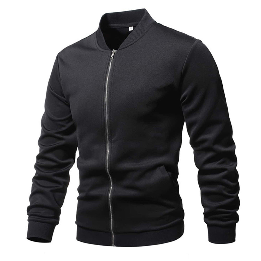 Fashion Men's Black Stand Collar Versatile Jacket