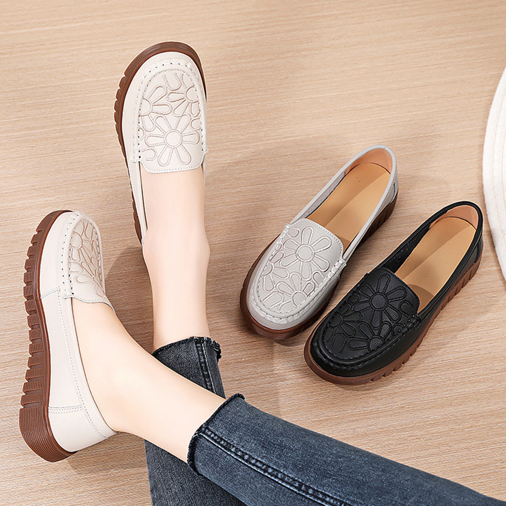 Figcoco New Arrival Ladies Breathable Embroidery Soft Sole Casual Shoe