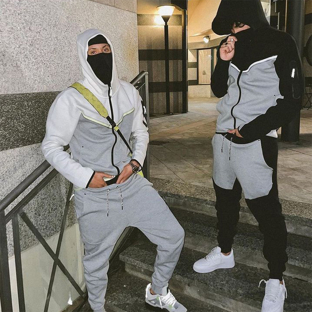 Men's Fashion Zipper Long Sleeve Trousers Set