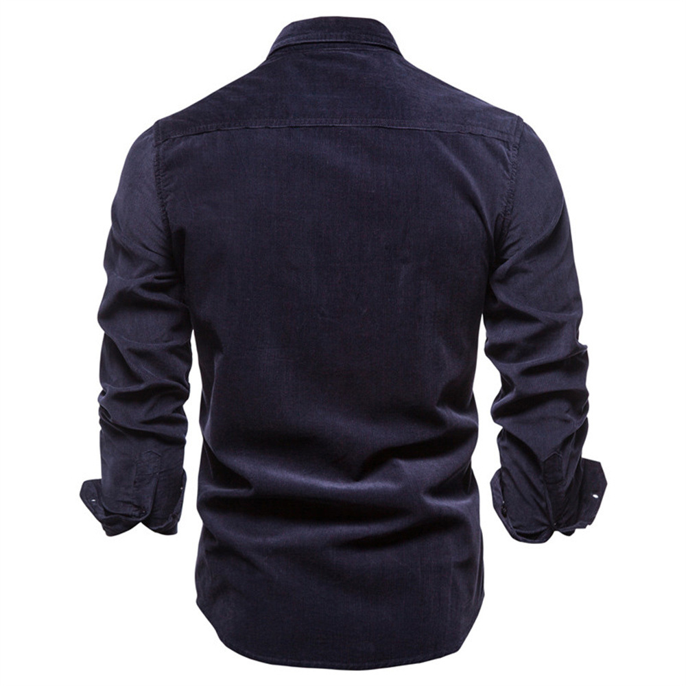 Figcoco Corduroy Men's Business Shirt Slim Fit Casual Shirt