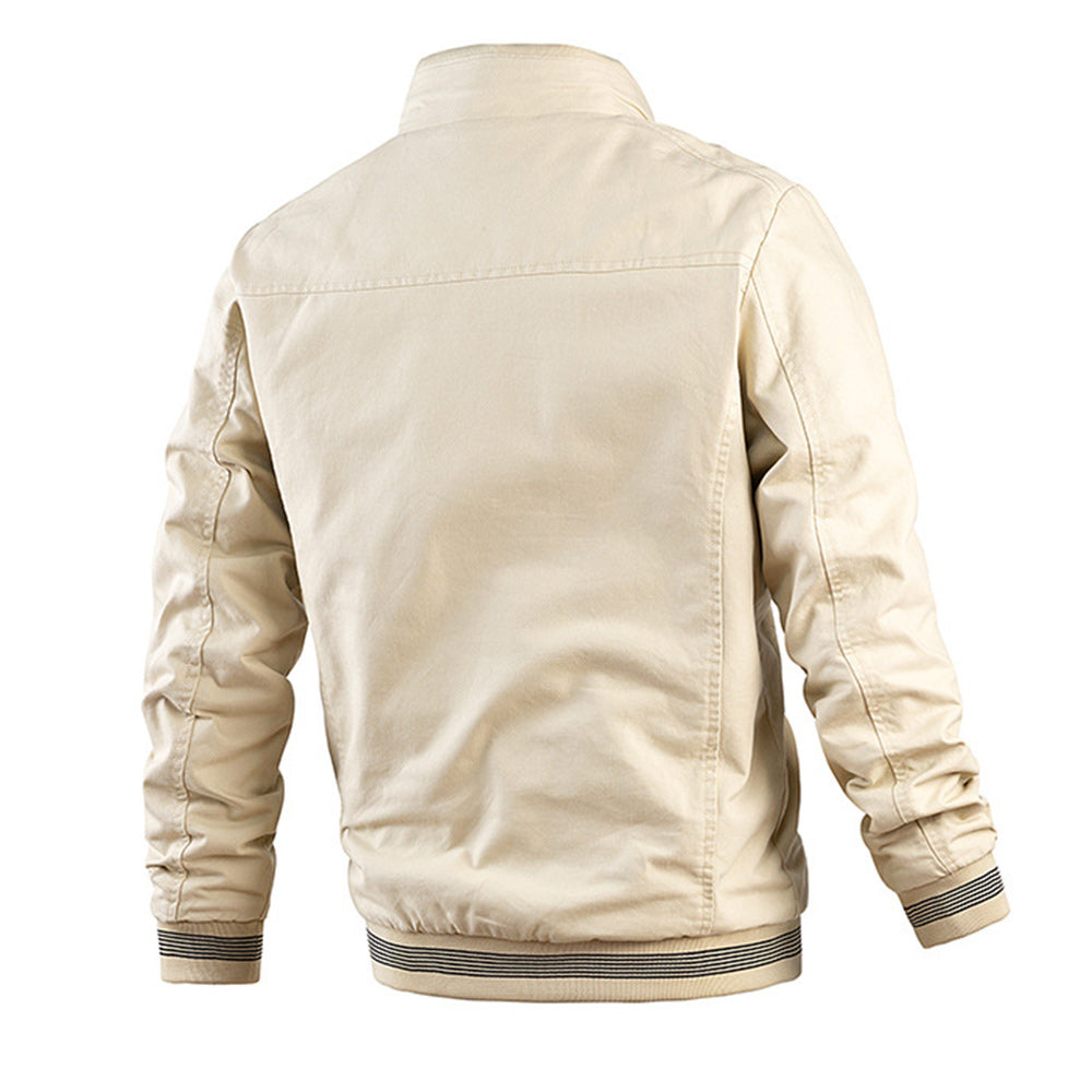 Fashion Men's Rib Neck Solid Jacket