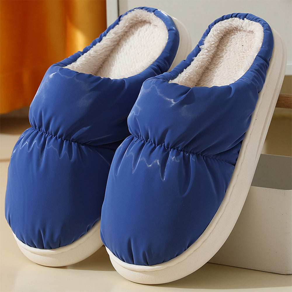 Figcoco New autumn and winter fleece soft bottom waterproof down slippers