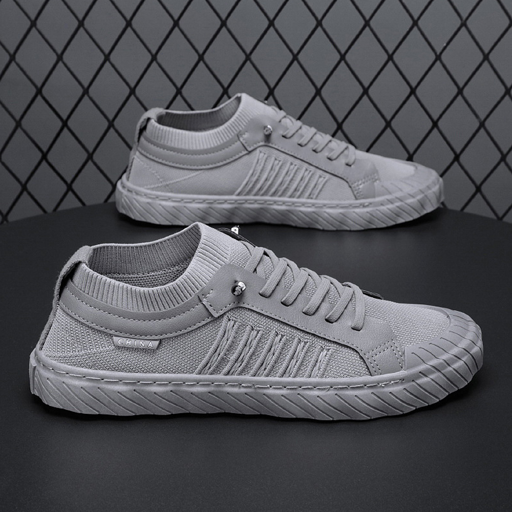 Figcoco Summer new mesh knitted lace-up men's slip-on casual shoes