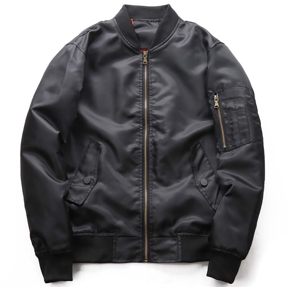 Figcoco Men's Casual Breathable Stand Collar Zipper Bomber Jacket