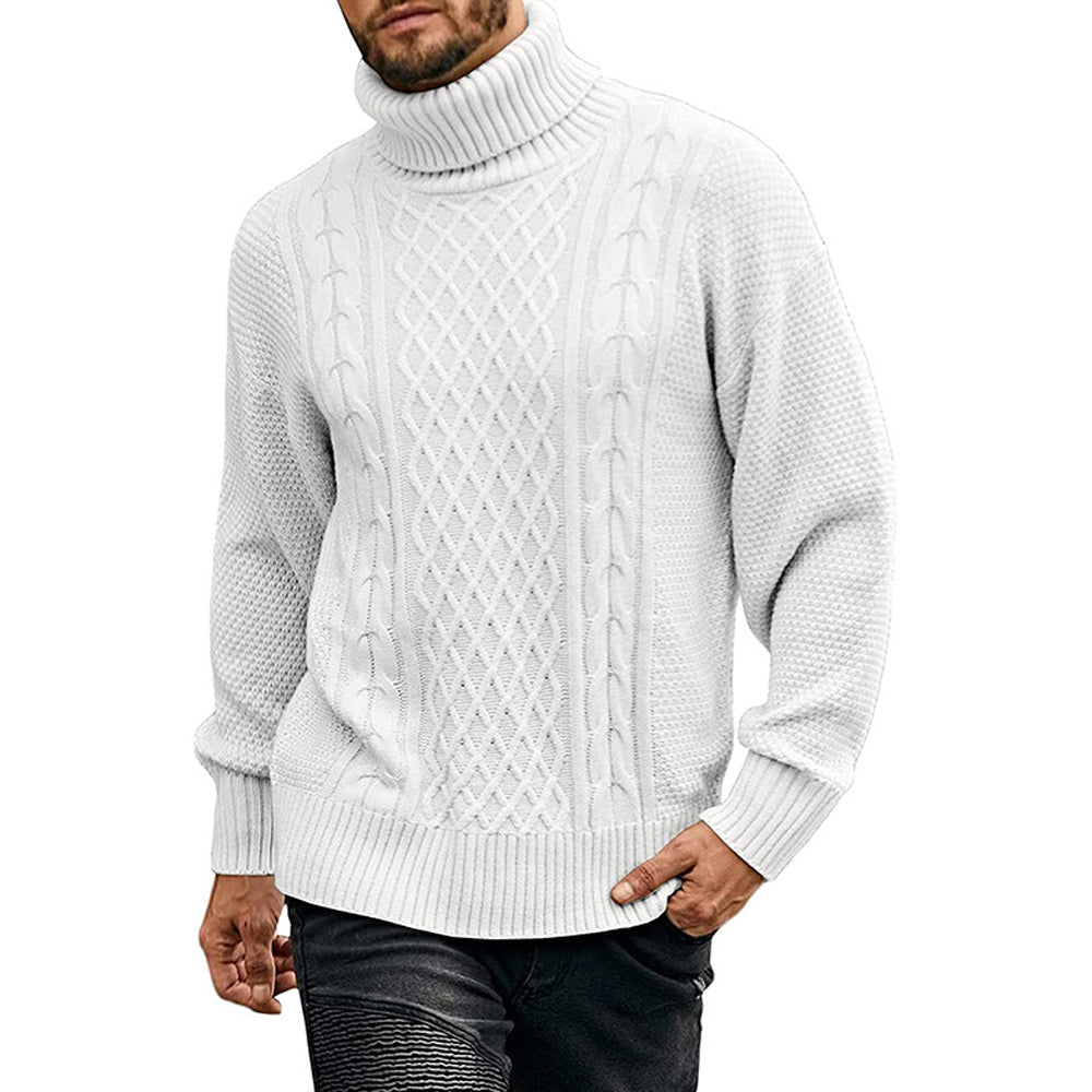 Men's Solid Color Long Sleeve Knit Turtleneck Sweater
