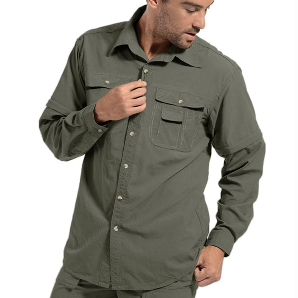 Men's Fashion Detachable Solid Color Long Sleeve Shirt