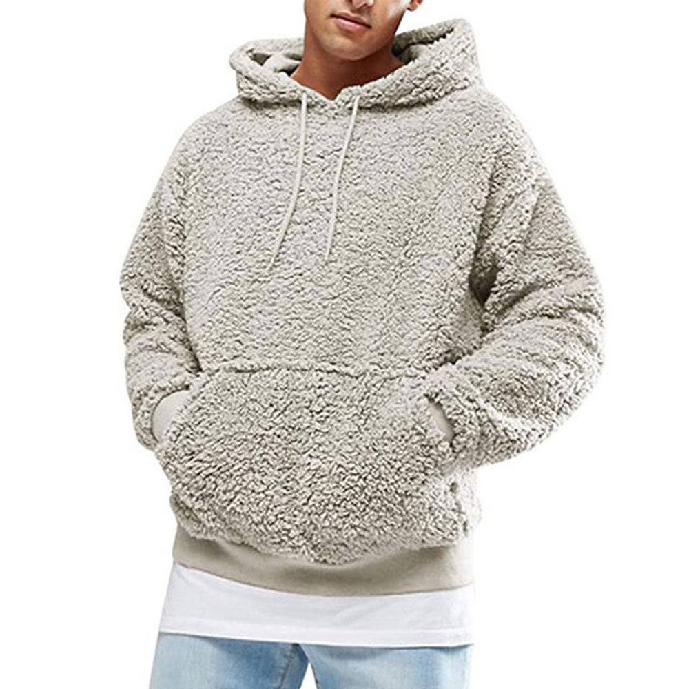 Figcoco Men's autumn and winter fleece hooded warm sweater