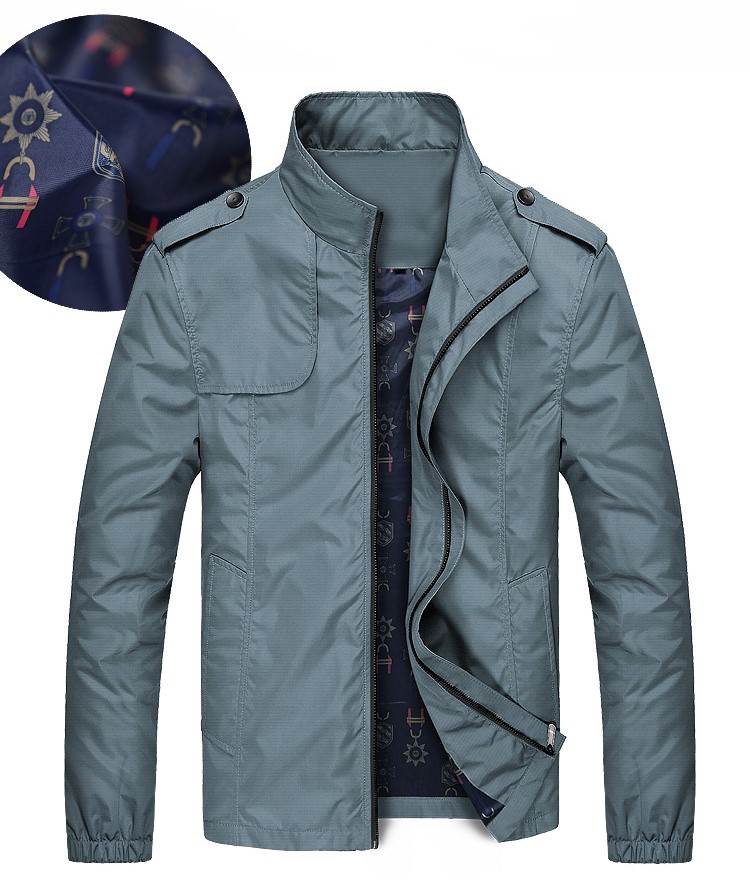 Figcoco Men's Fashion Stand Collar Cargo Jacket Zipper Jacket