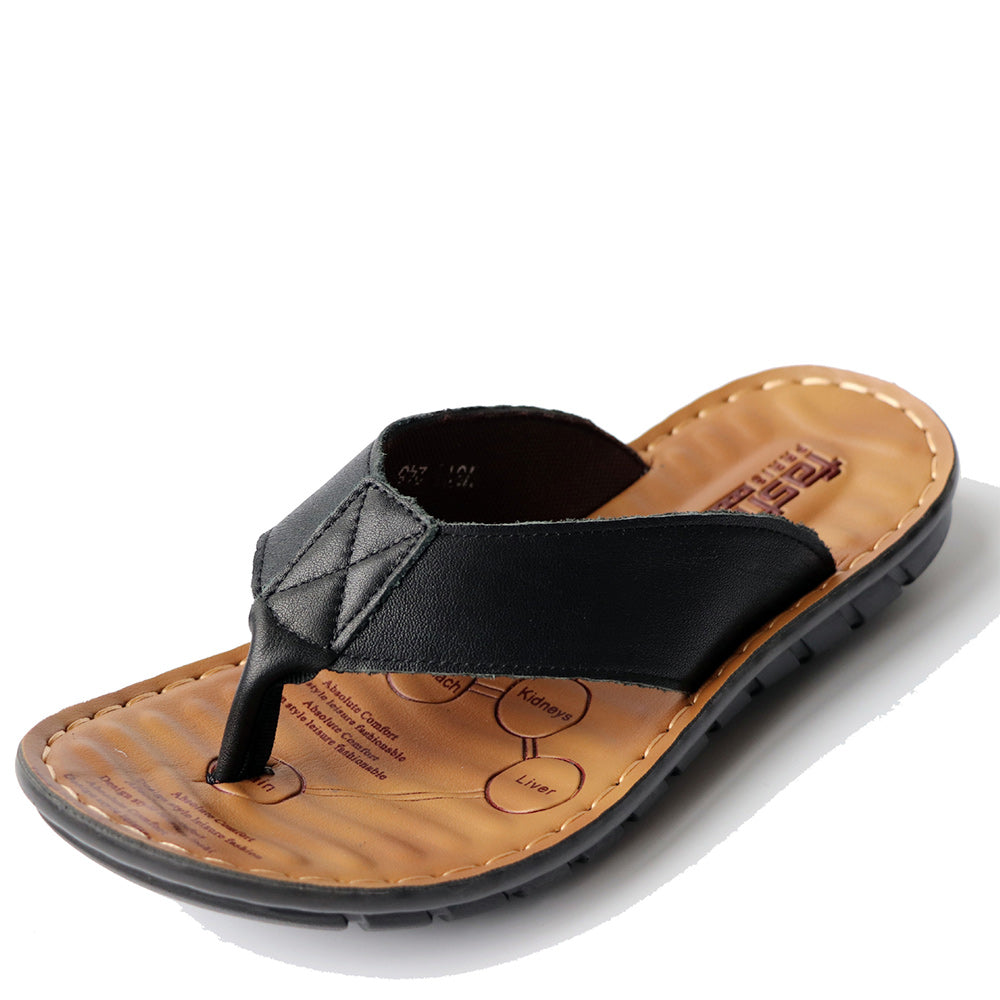 Figcoco Summer new men's casual leather sandals beach shoes flip flops