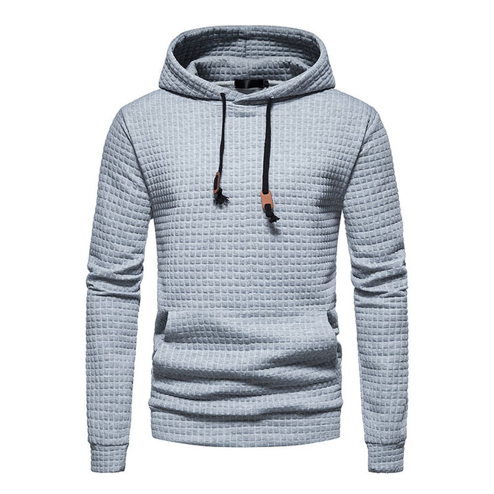 New Men's Fashion Check Casual Pocket Pullover Hoodie