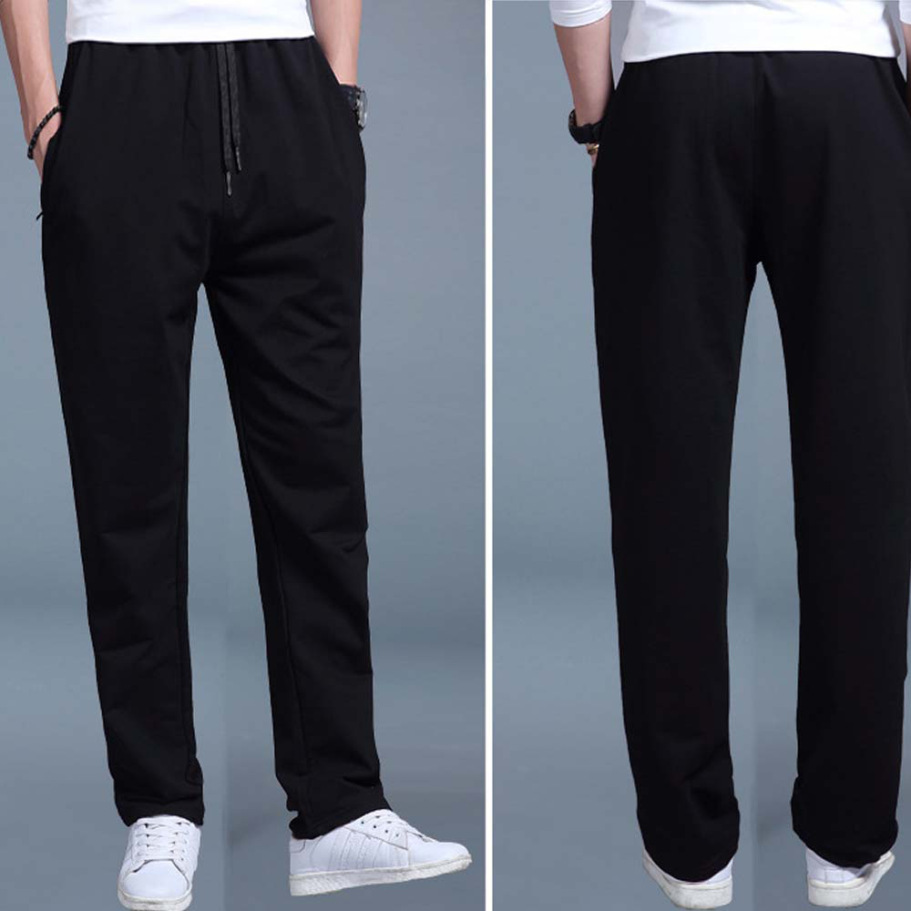 Figcoco New Men's Straight Leg Solid Color Sports Trousers