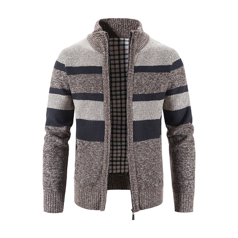 Fulhope Men's Fashion Stripe Colorblock Sweater Cardigan Jacket