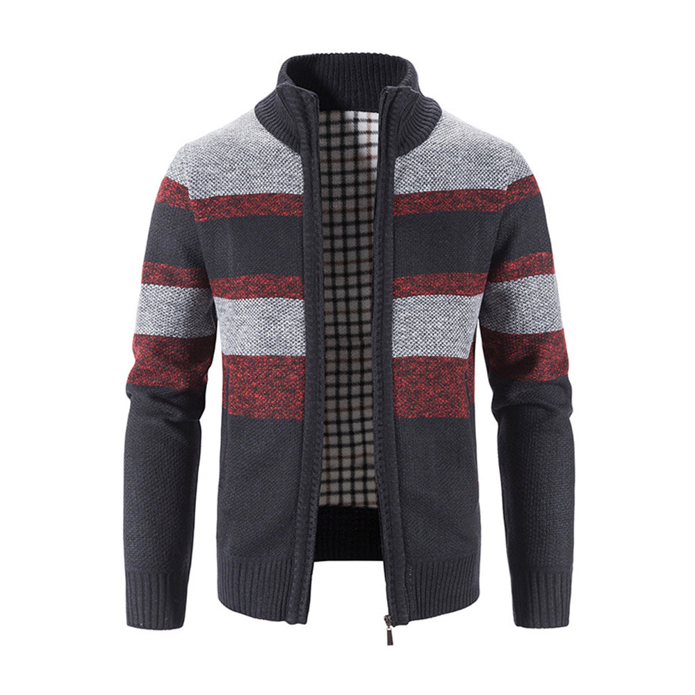 Men's Fashion Stripe Colorblock Sweater Cardigan Jacket