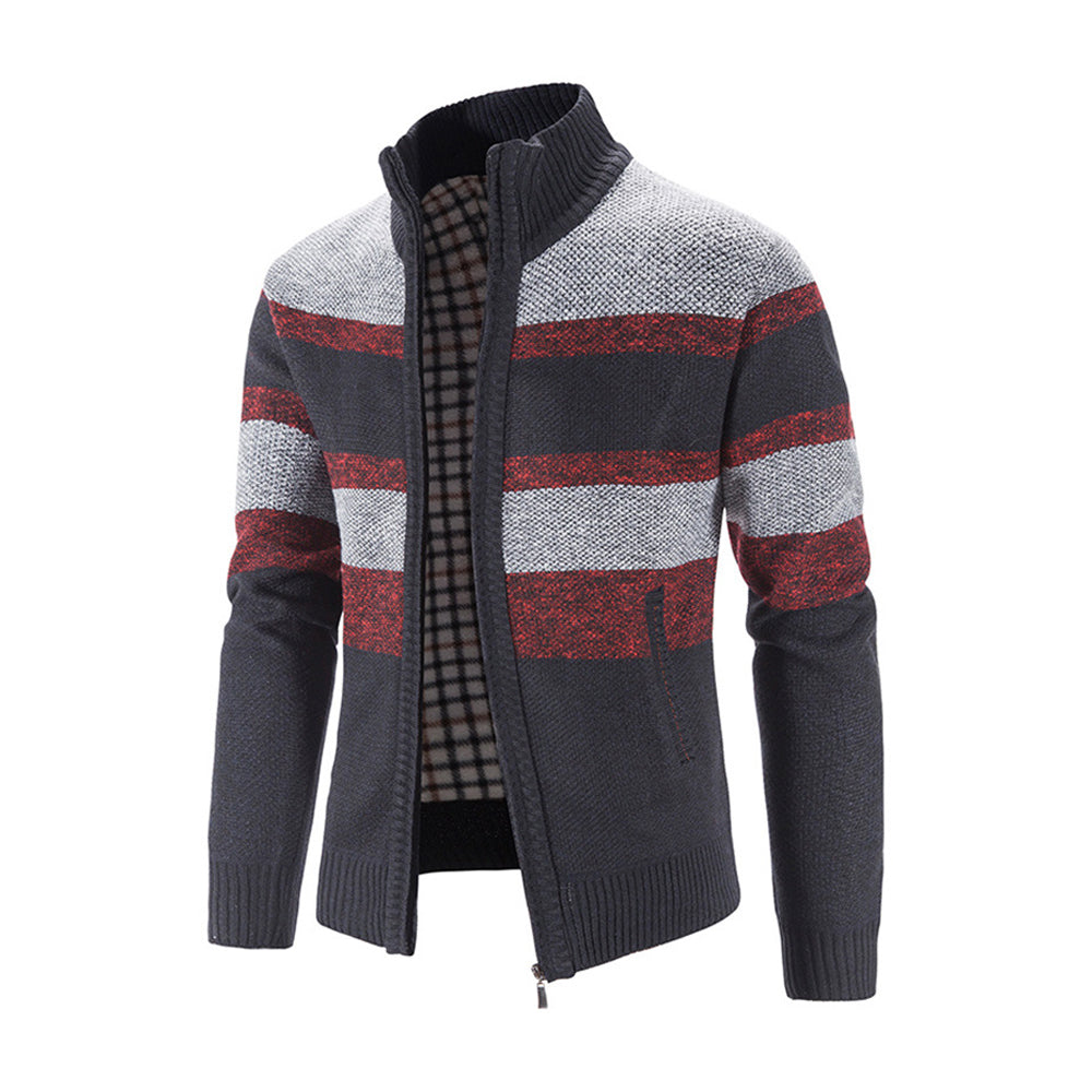 Men's Fashion Stripe Colorblock Sweater Cardigan Jacket