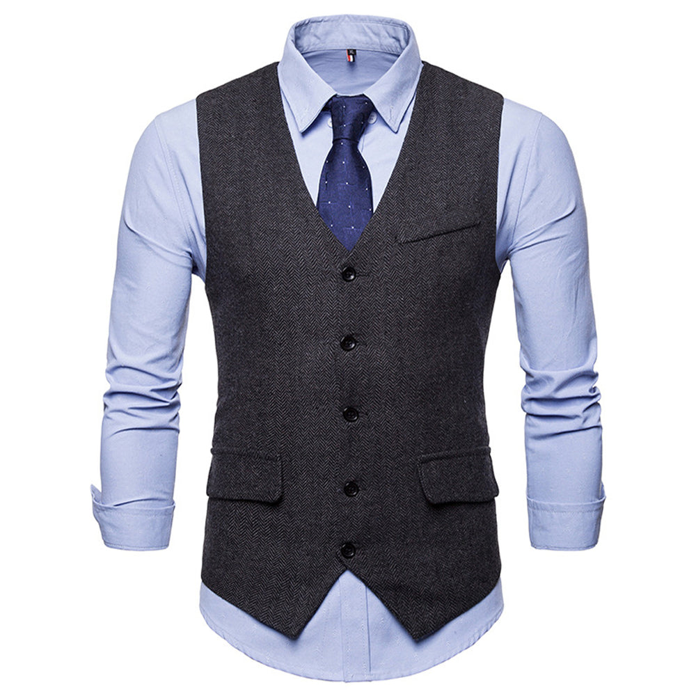 New Men's Single Breasted V-Neck Suit Vest