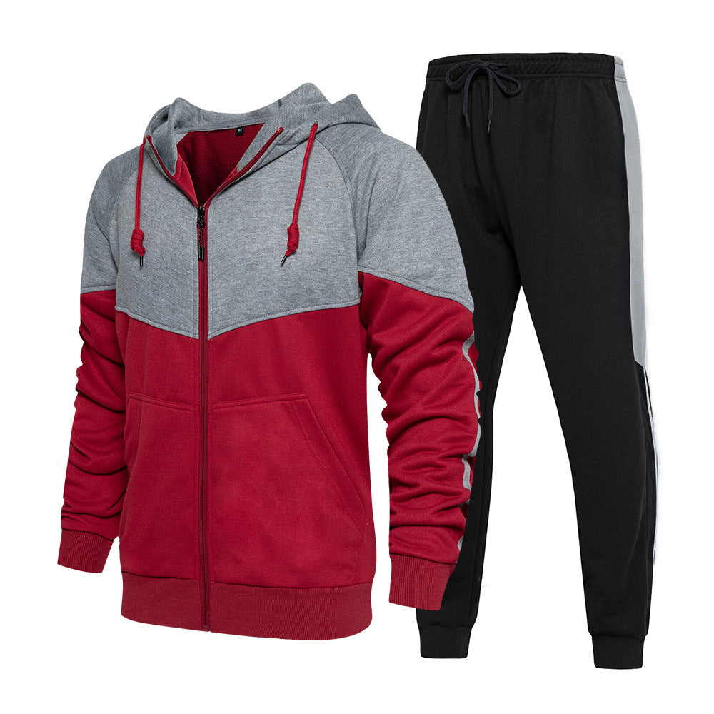 Men's Zip Hooded Long Sleeve Trousers Casual Suit