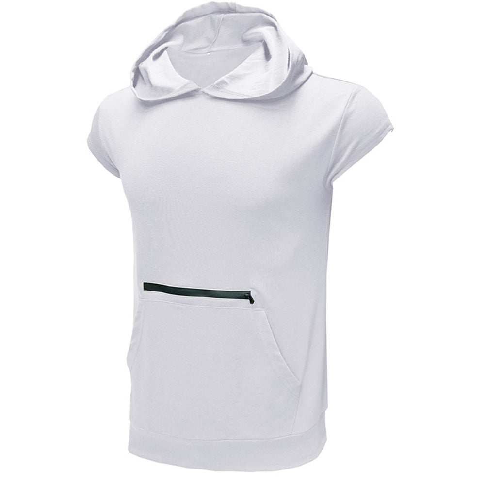 Men's Sleeveless Sports Vest Outdoor Fitness Solid Color Hoodie