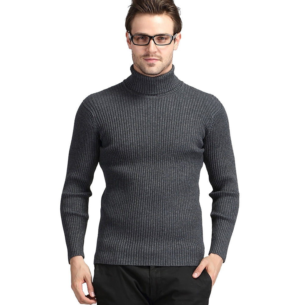 Figcoco Men's Turtleneck Slim Fit Long Sleeve Knit Sweater