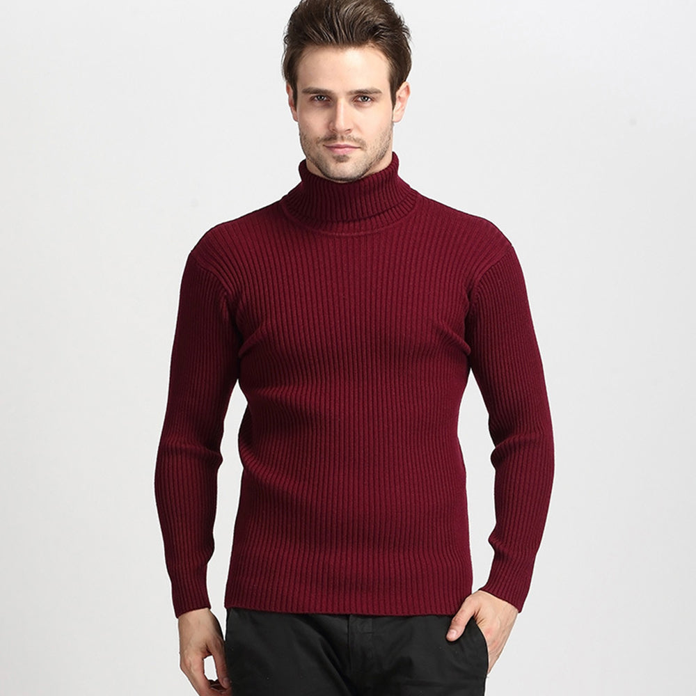 Figcoco Men's Turtleneck Slim Fit Long Sleeve Knit Sweater