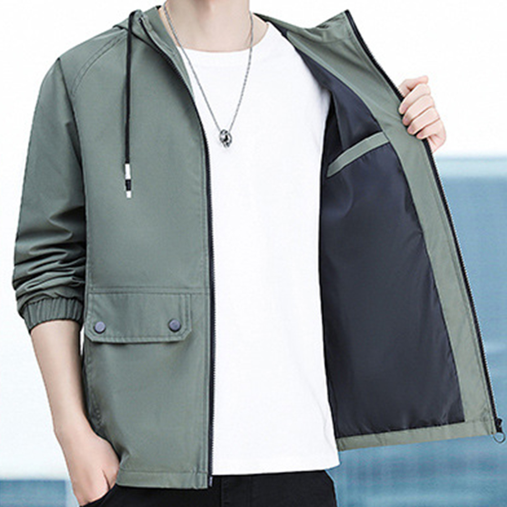 Figcoco Men's Hooded Zipper Jacket