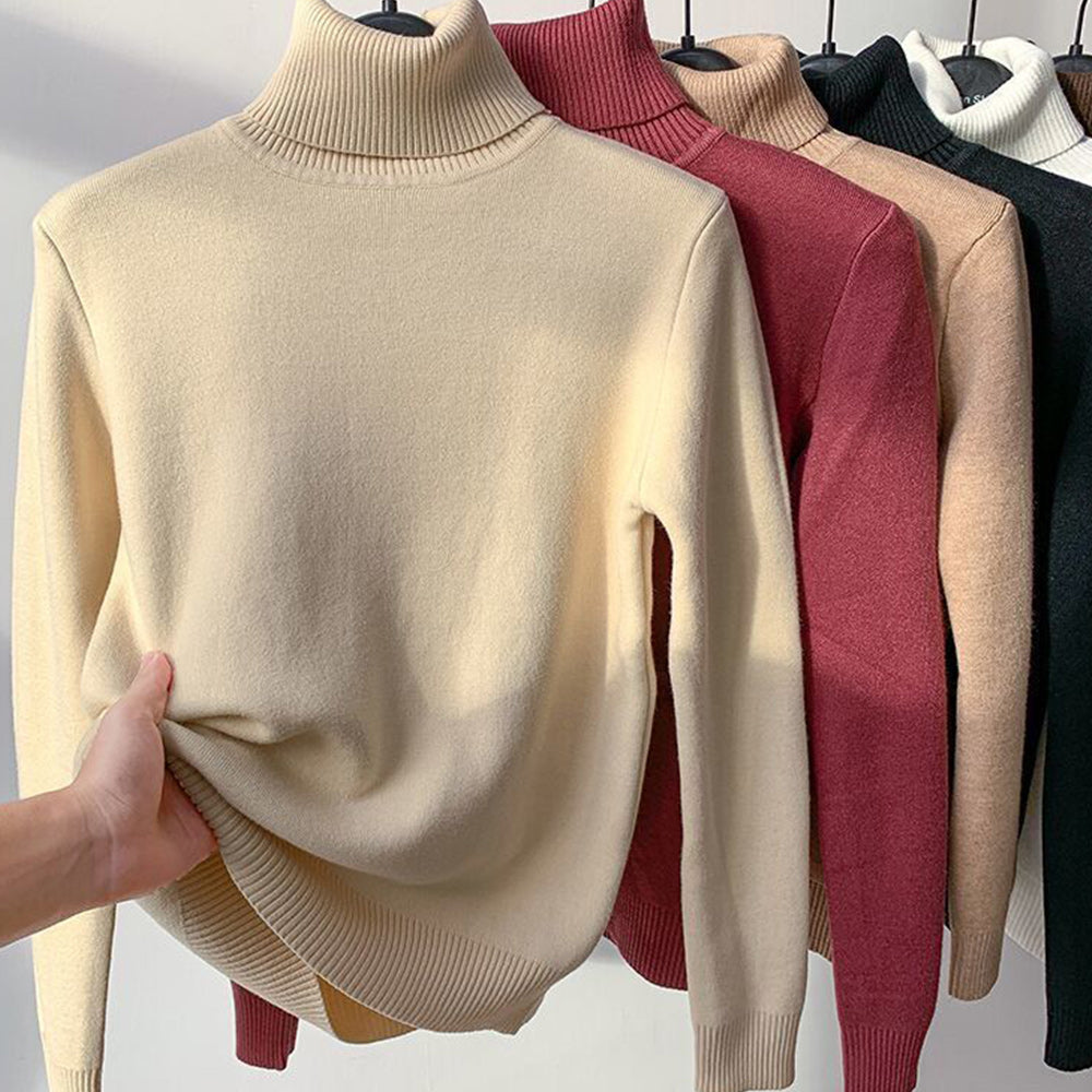 Figcoco Winter thickened fleece warm turtleneck bottoming shirt