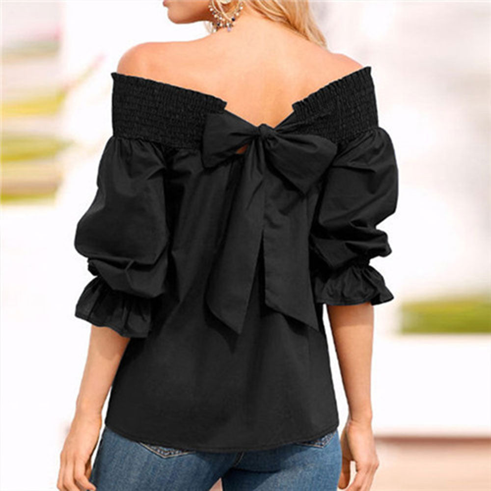 Figcoco™ 2022 Summer Off Shoulder Bow Short Sleeve Top