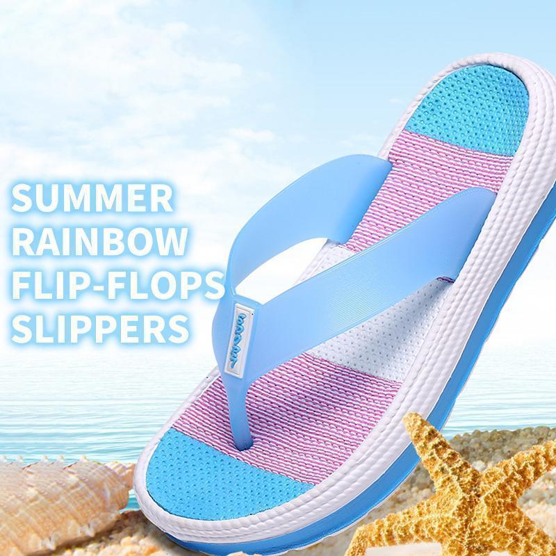 Figcoco™Women Soft Rainbow Flip-Flops Slippers