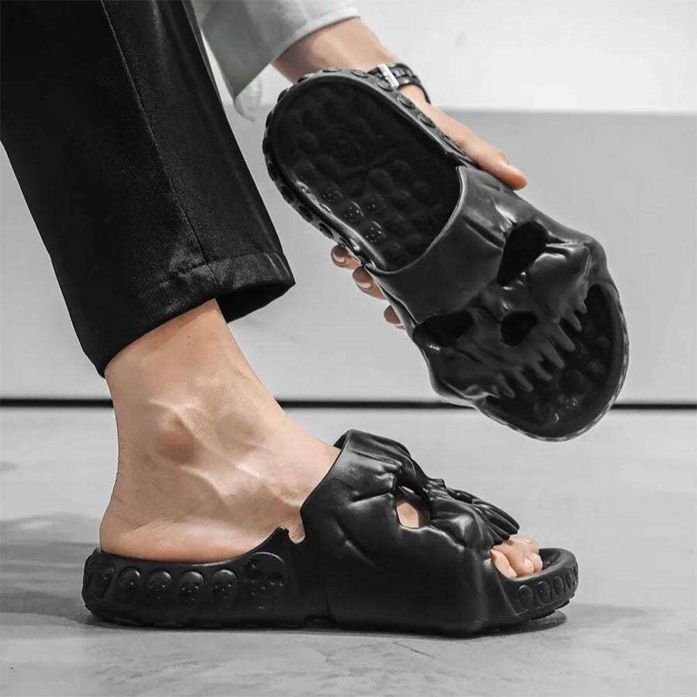 Figcoco Men's and women's fashion skull non-slip soft-soled thick-soled couple slippers