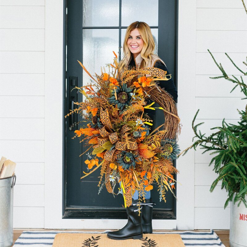 Christmas Extra Large Fall Grapevine Wreath - Single Or Double Door Design