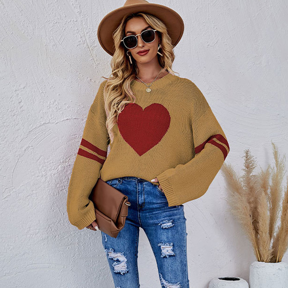 Lodowylabedz™ Uwielbiam walentynkowy sweter z okrągłym dekoltem