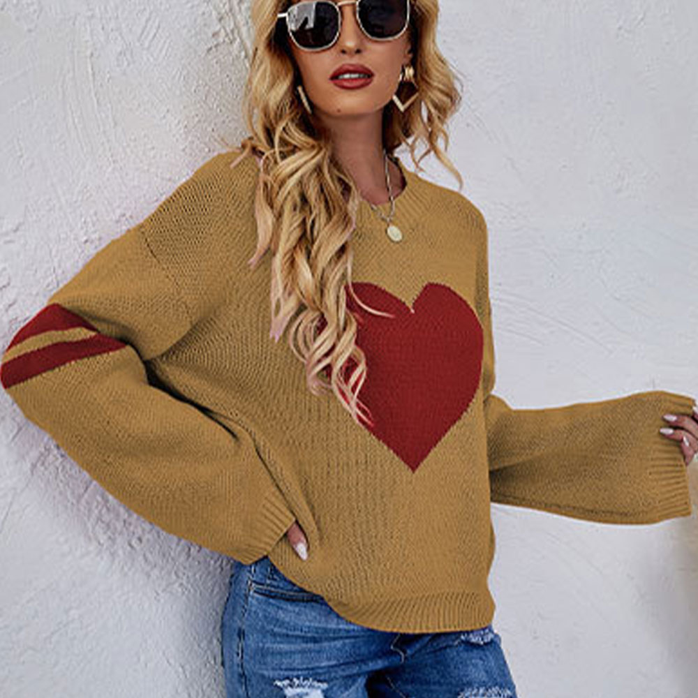Lodowylabedz™ Uwielbiam walentynkowy sweter z okrągłym dekoltem