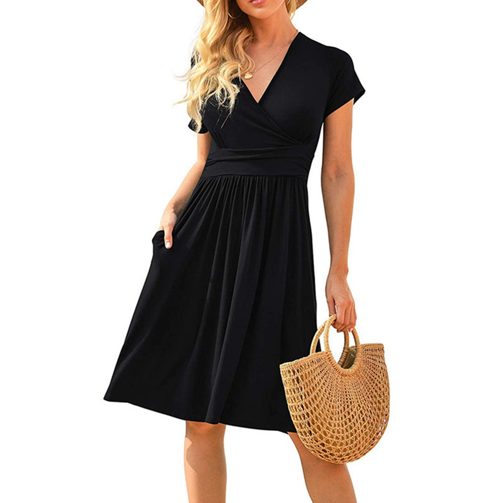 Lodowylabedz Sukienka midi z krótkimi rękawami i kieszeniami