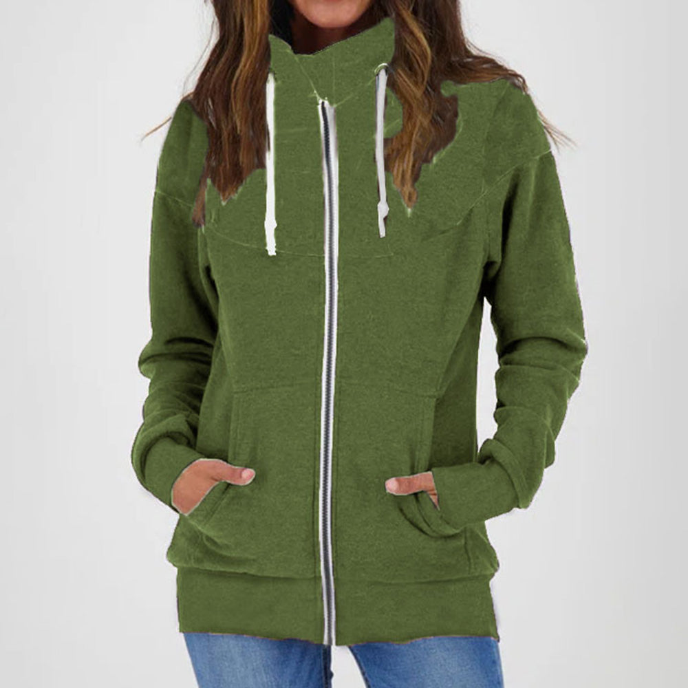 Lodowylabedz Damska bluza z kapturem i zamkiem błyskawicznym w jednolitym kolorze