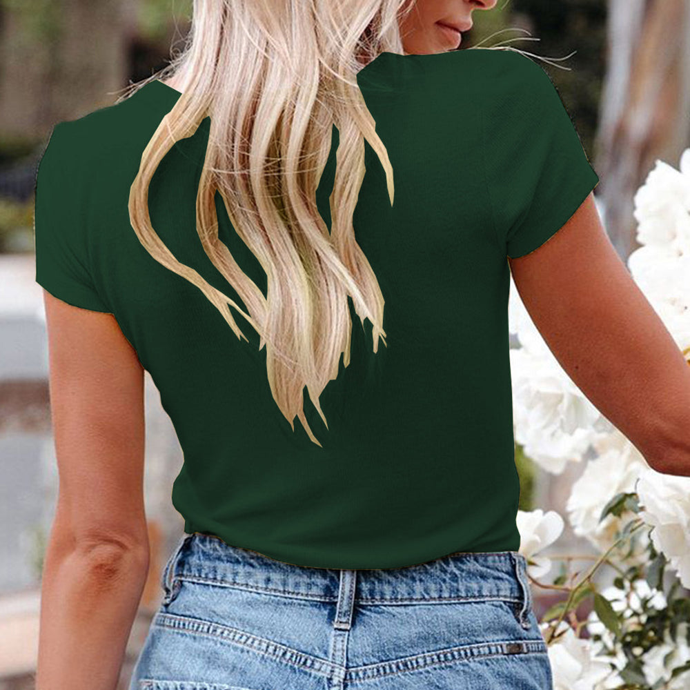 Bawełniane krótkie rękawy z dekoltem V