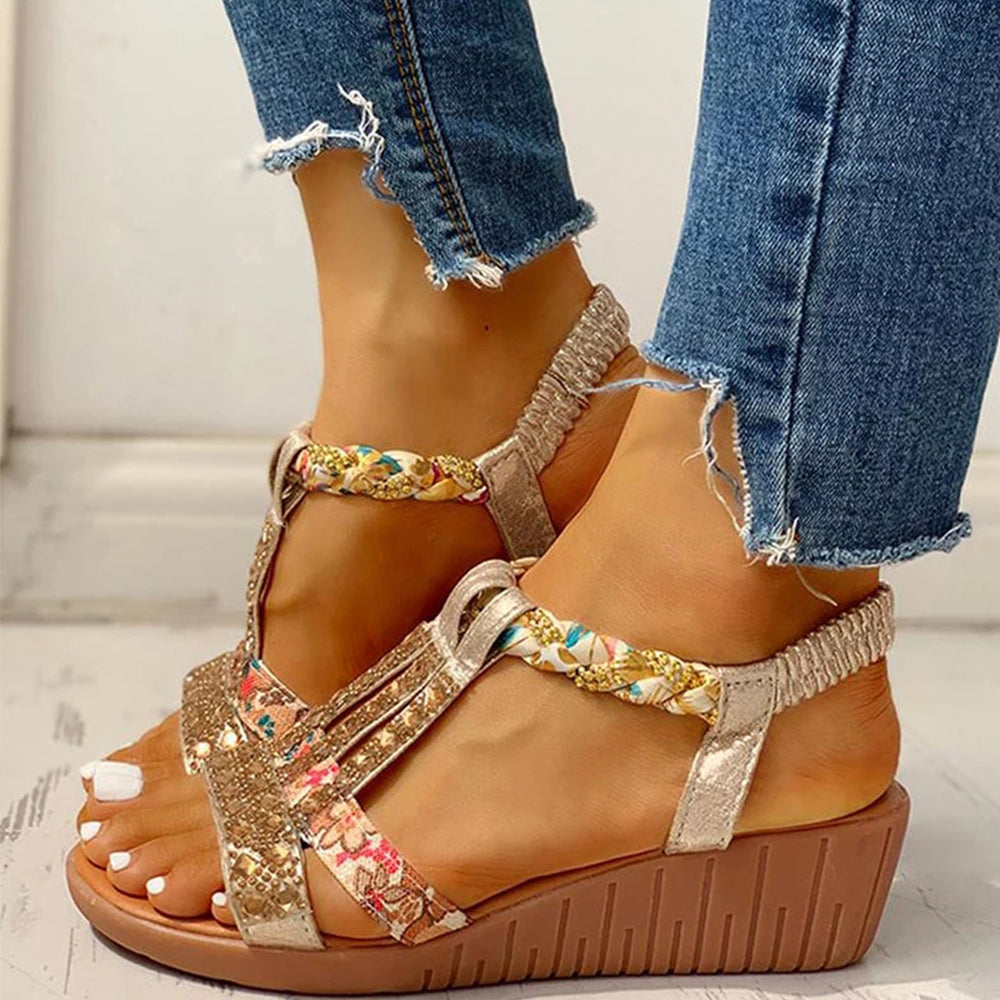 2022 Letnie nowe damskie cekinowe sandały